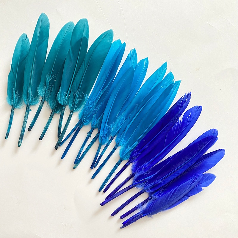 5 lông vũ xanh 10-20cm nguyên liêu làm điểm thúy làm trâm làm trang sức cổ trang