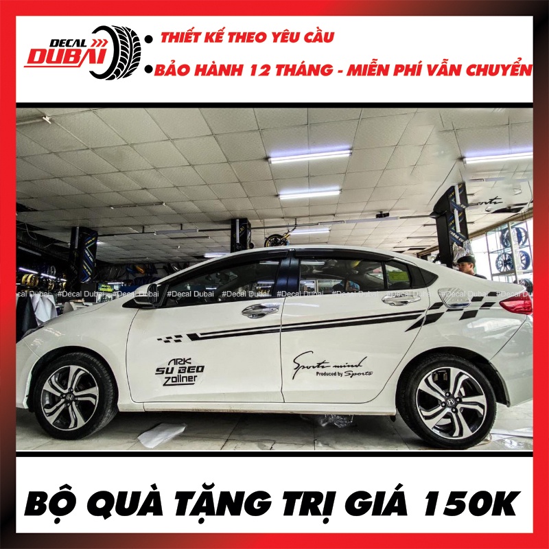 Tem Dán Sườn Xe Honda City Thể Thao - Thiết kế và chỉnh sửa tuỳ ý - Decal Dubai