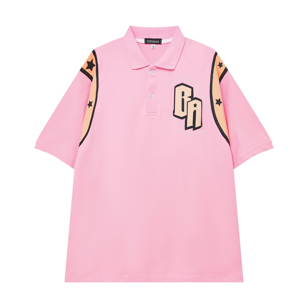 Áo Polo Banawa oversized nam nữ unisex form rộng cổ sơ mi hình in graphic - Party Up Polo - Màu Hồng