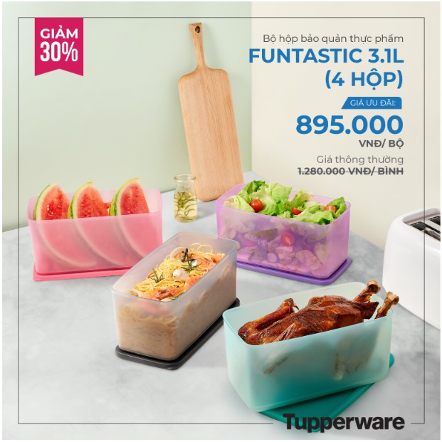 Bộ Hộp Bảo Quản Ngăn Mát Funtastic 3.1L Tupperware