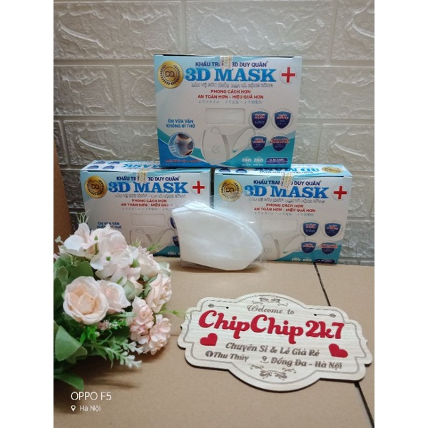 [Ko logo] Hộp khẩu trang 3D mask Không dập LoGo màu trắng 50 cái