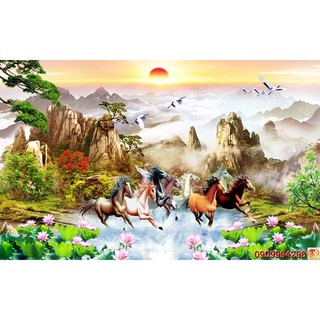 Tranh dán tường 3D mã đáo thành công