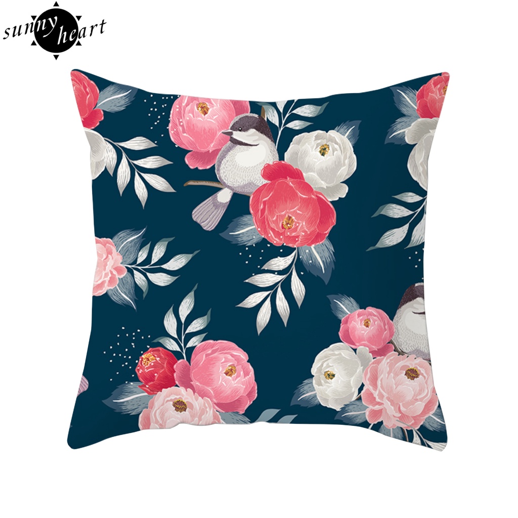 Vỏ gối polyester họa tiết hoa/chim chống phai màu