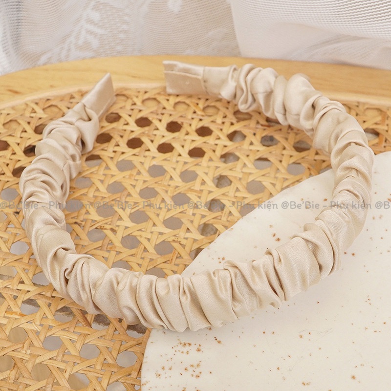 Cài tóc lụa satin nhún màu pastel gọng to BeBie - BP361