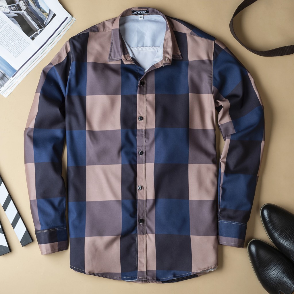 Áo Sơ Mi Nam FLASHBACKS Dài Tay -  Kẻ Caro - Chất Liệu Vải Cao Cấp - Phong cách Thời Trang Hàn Quốc - AD000001 | BigBuy360 - bigbuy360.vn