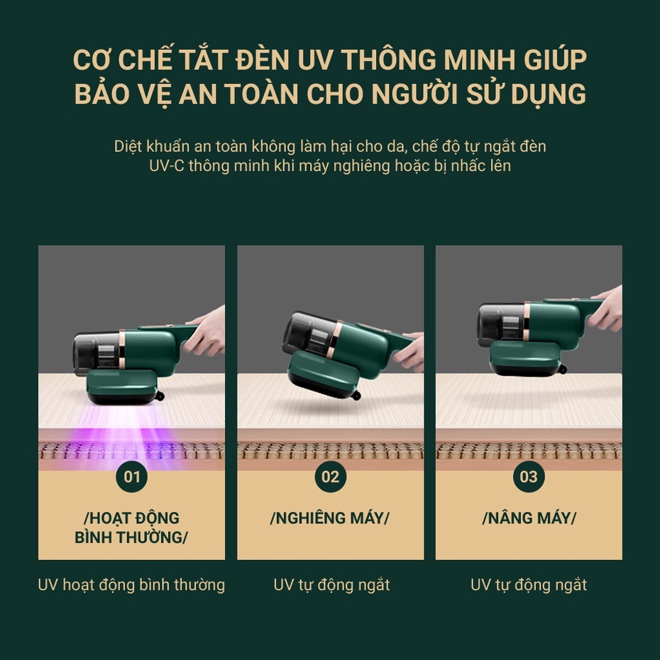 Máy hút bụi thảm, nỉ , chăn diệt khuẩn tạo rung bề mặt Kalpen công suất lớn có tia UV