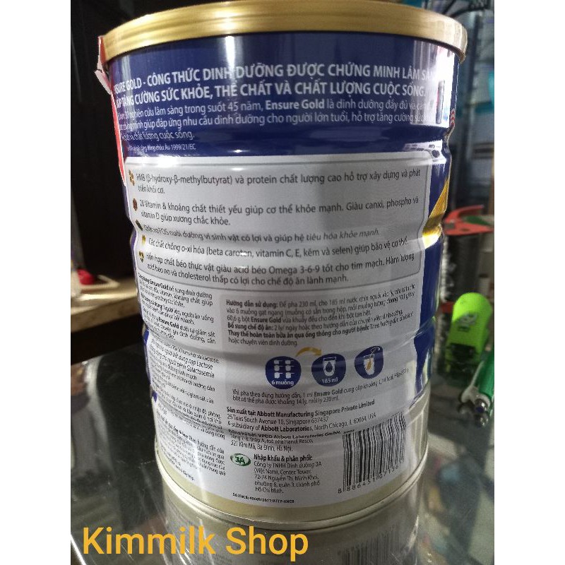 Sữa bột Ensure Gold HMB 850g mẫu mới hương Vani (CHÍNH HÃNG)