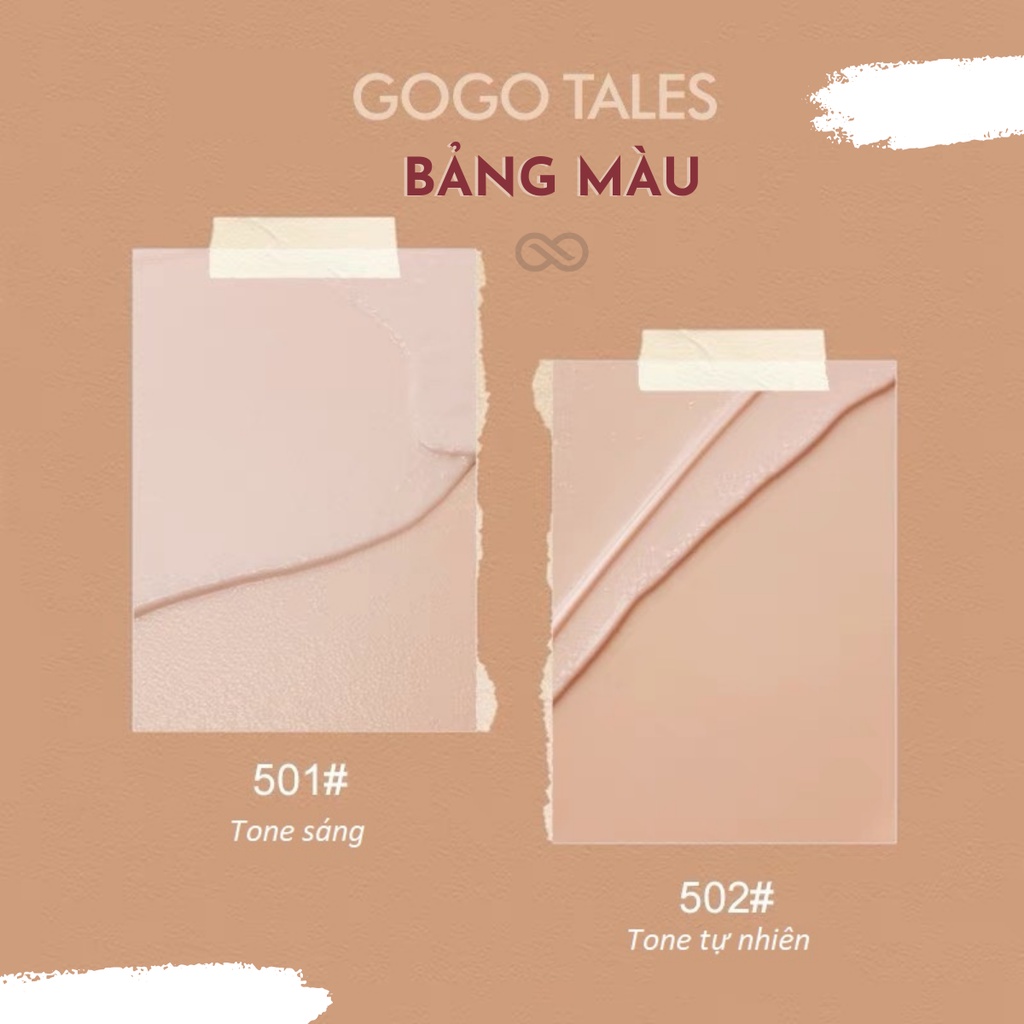 [ New 2022 ] Kem nền che khuyết điểm dạng lỏng GoGo Tales Cheer Time GT305 không dính khẩu trang màu tự nhiên