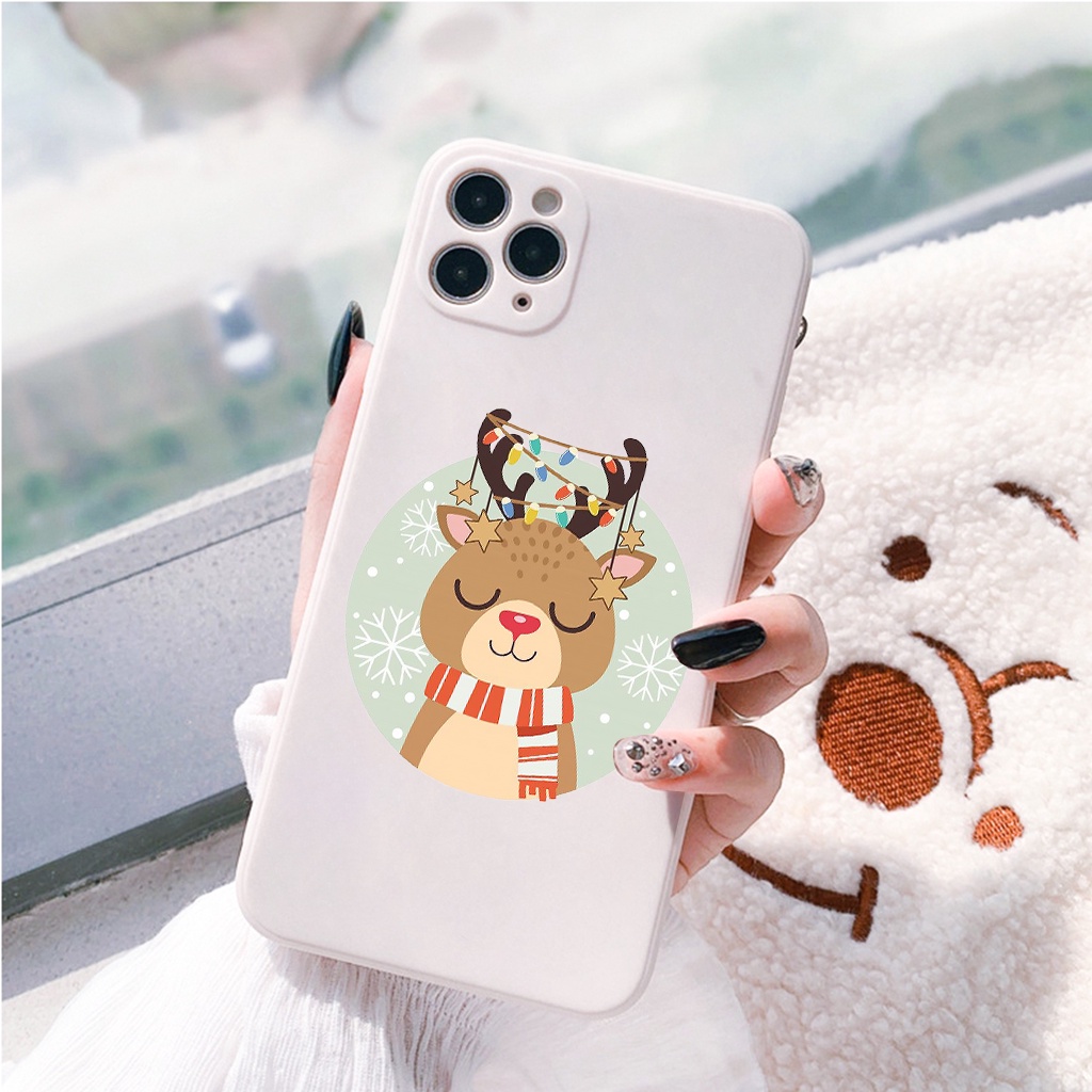 Ốp lưng iphone cạnh vuông hươu giáng sinh cute cho 6/6plus/6s/6splus/7/7plus/8/8plus/x/xr/xs/11/12/pro/max/plus e108 | BigBuy360 - bigbuy360.vn