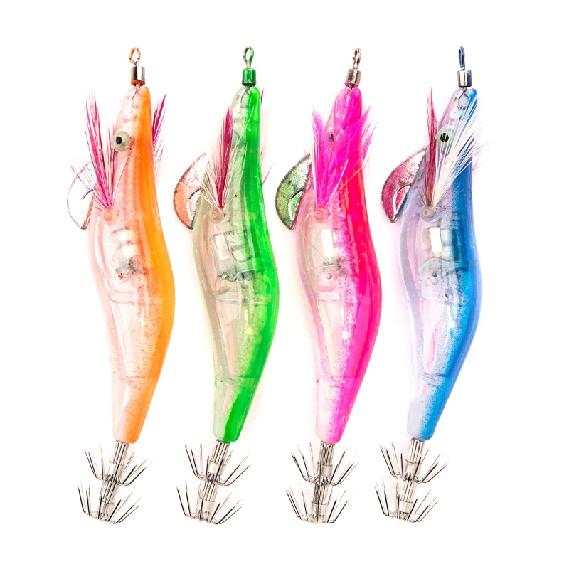 Mồi Tôm Điện Tử Có Đèn LED Phát Sáng Ban Đêm Mực Câu Cá