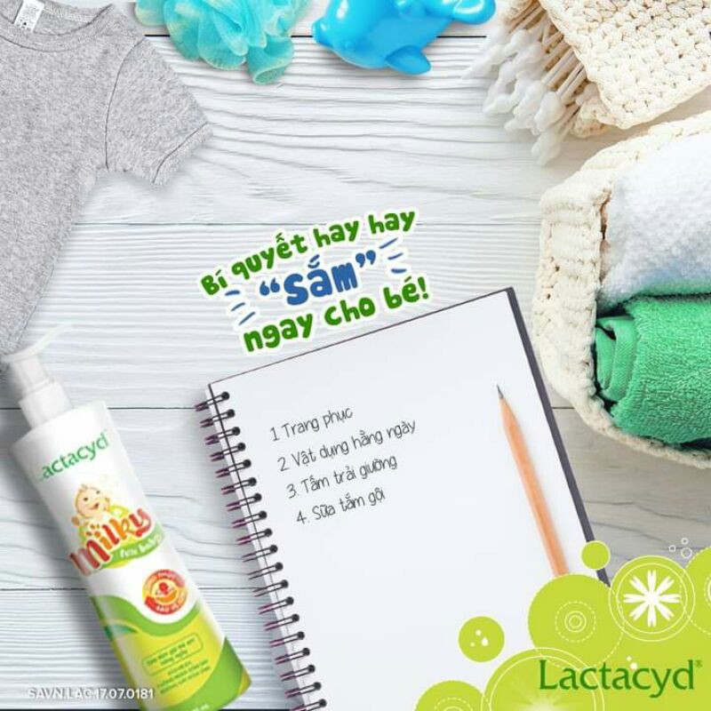 sữa tắm gội trẻ em hàng ngày Lactacyd Milky for baby