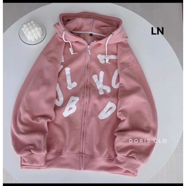 Áo khoá nỉ cotton chữ cái LN12