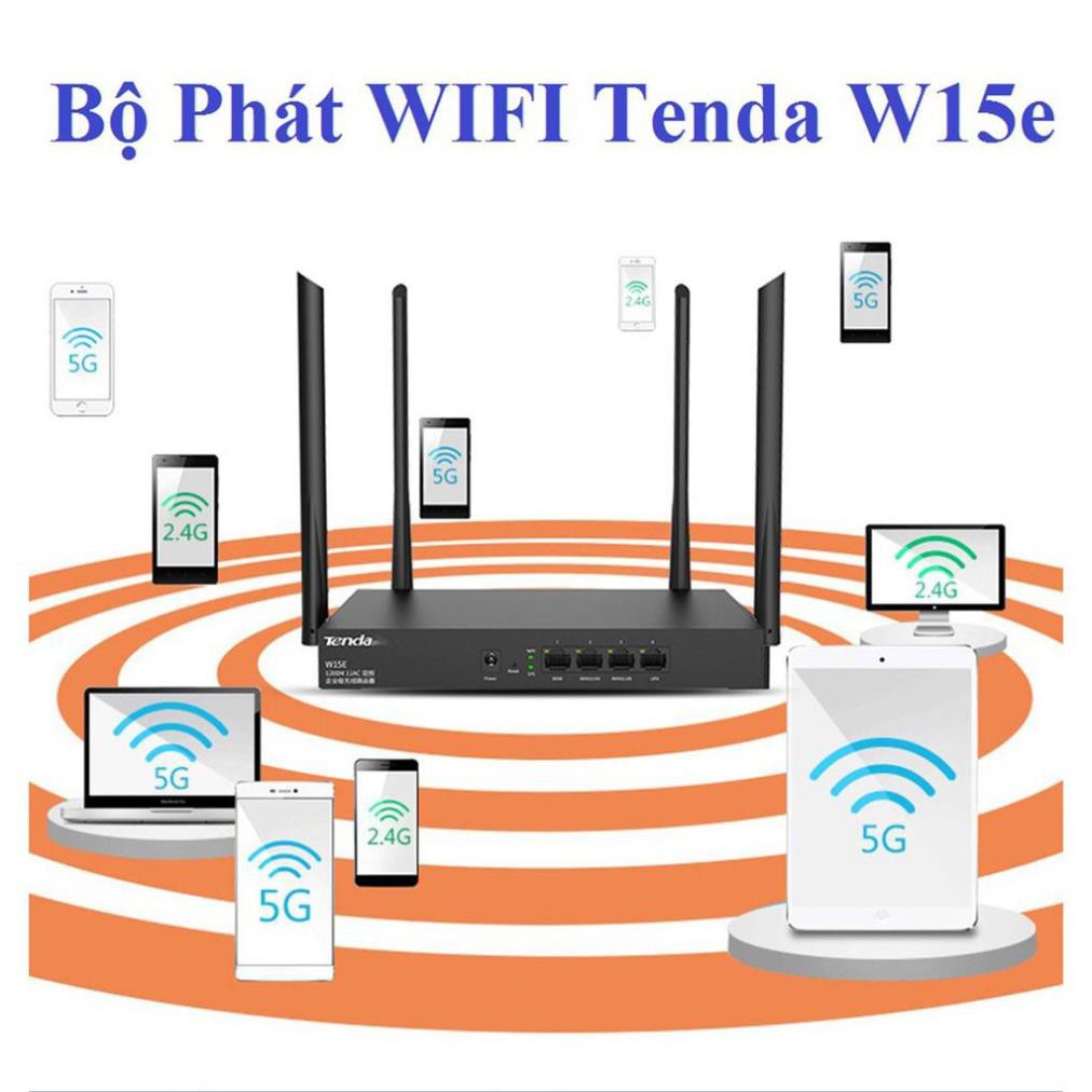 ✔️ bộ phát wifi,Bộ Phát WIFI Tenda W15e Ac1200mps Mạng Doanh Nghiệp 50 User () [MUA BAO NHIÊU TẶNG BẤY NHIÊU]