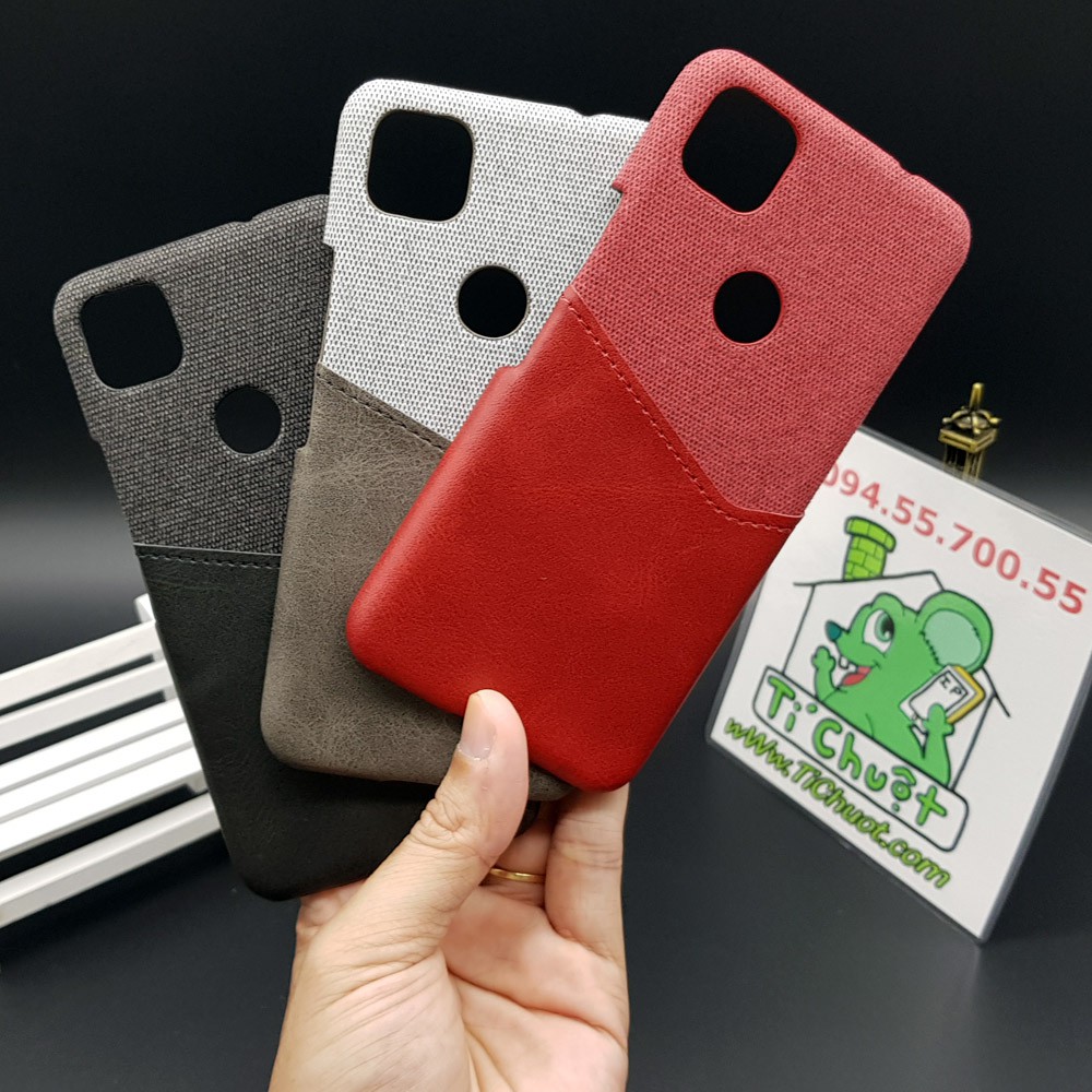 [Cao Cấp] Ốp Lưng Google Pixel 4A Vải Fabric Phối Da Nhét Tiền Thẻ ATM