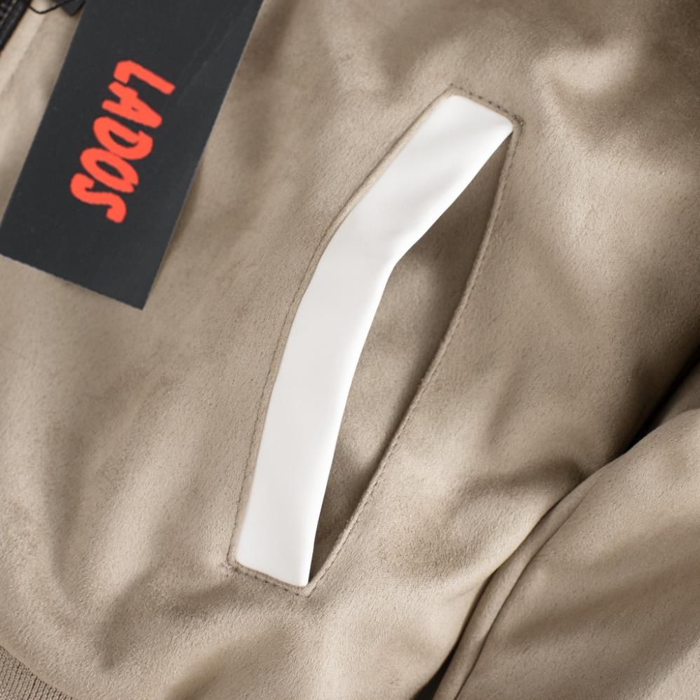 Áo khoác bomber da lộn cao cấp LADOS 2034 - 2 lớp, lót dù, có túi trong VNXK