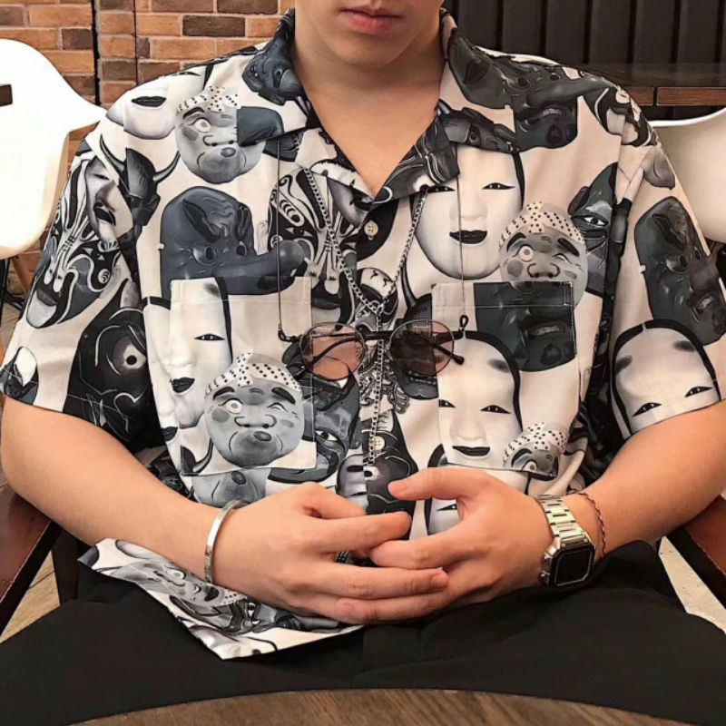 Áo Sơ Mi Tay Ngắn Unisex Cổ Bẻ Phông Cách Hàn Quốc Freesize