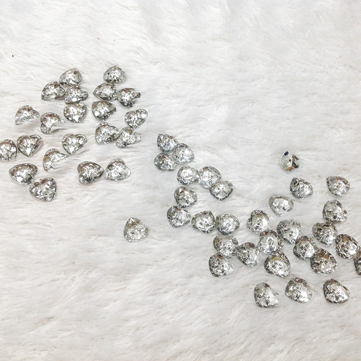 Cúc áo trái tim nút khuy ánh bạc pha lê size 1.5CM lấp lánh siêu đẹp