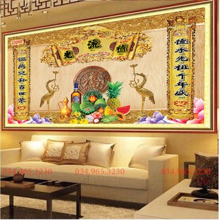 Tranh Treo Phòng Thờ - Tranh ngũ quả treo phòng thờ KT 60CM X 90CM đã hoàn thiện hết về chỉ cần treo