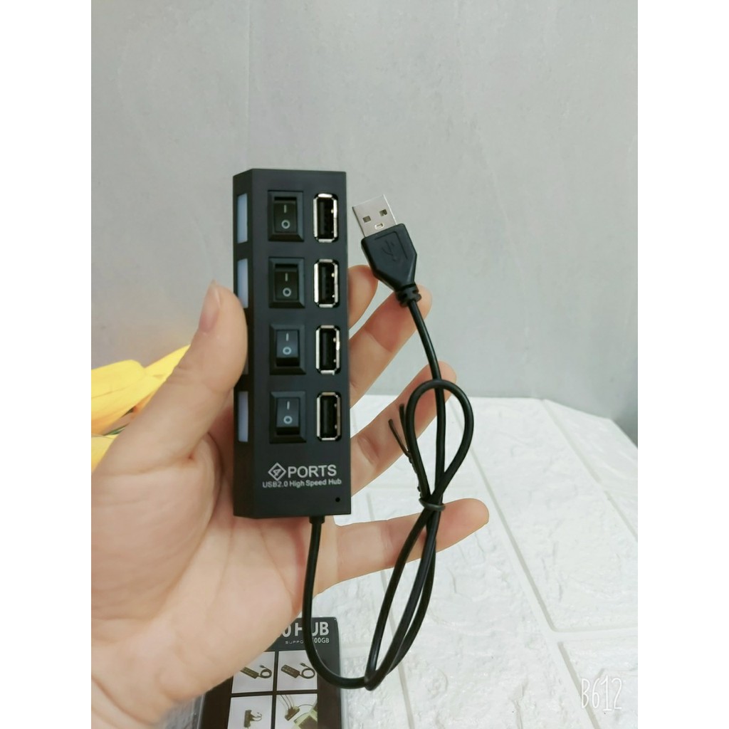 Bộ Chia USB Từ 1 Cổng USB Ra 4 Cổng USB ,Có Công Tắc Led-BẢO HÀNH ĐỔI MỚI