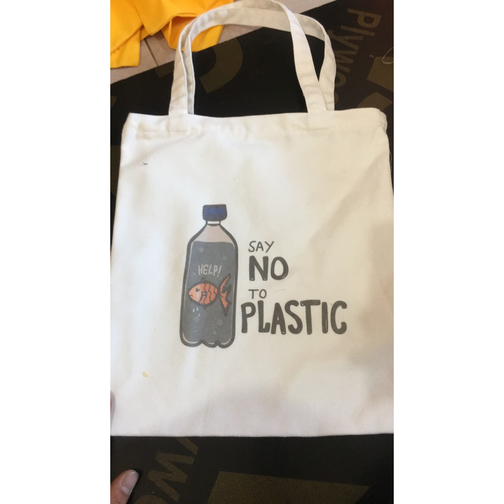 * trợ giá * Túi tote &quot;SAY NO TO PLASTIC&quot; chất Canvas Unisex