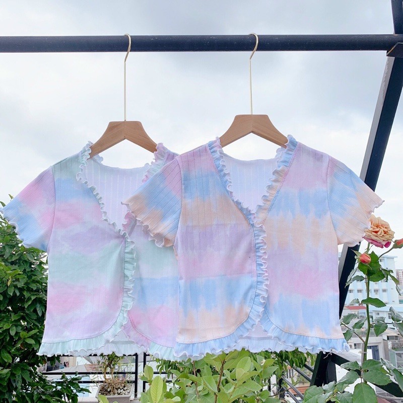 [HÀNG CÓ SẴN KÈM HÌNH THẬT] ÁO CROPTOP CUỐN BIÊN LOANG MÀU | BigBuy360 - bigbuy360.vn