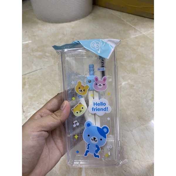 Bộ compa eke, thước kẻ 8 món gồm cả hộp