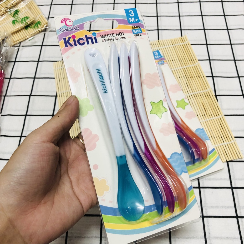 Thìa báo nóng cho bé kichi cho bé ăn dặm từ 4m