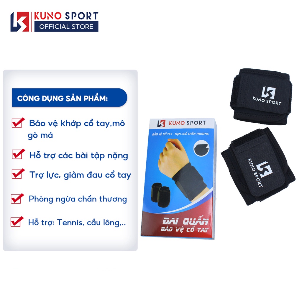 Băng Quấn Bảo Vệ Cổ Tay KUNO SPORT Tập Gym Và Chơi Thể Thao Loại Cao Cấp (1 đôi)