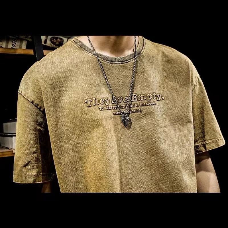 Áo Thun Cotton Tay Ngắn Cổ Tròn Dáng Rộng Thiết Kế Trẻ Trung Hợp Thời Trang Cho Nam