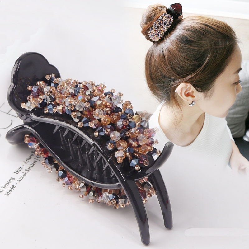 Kẹp Tóc Đính Hạt Pha Lê Đơn Giản Thời Trang Phong Cách Hàn Quốc Dành Cho Nữ