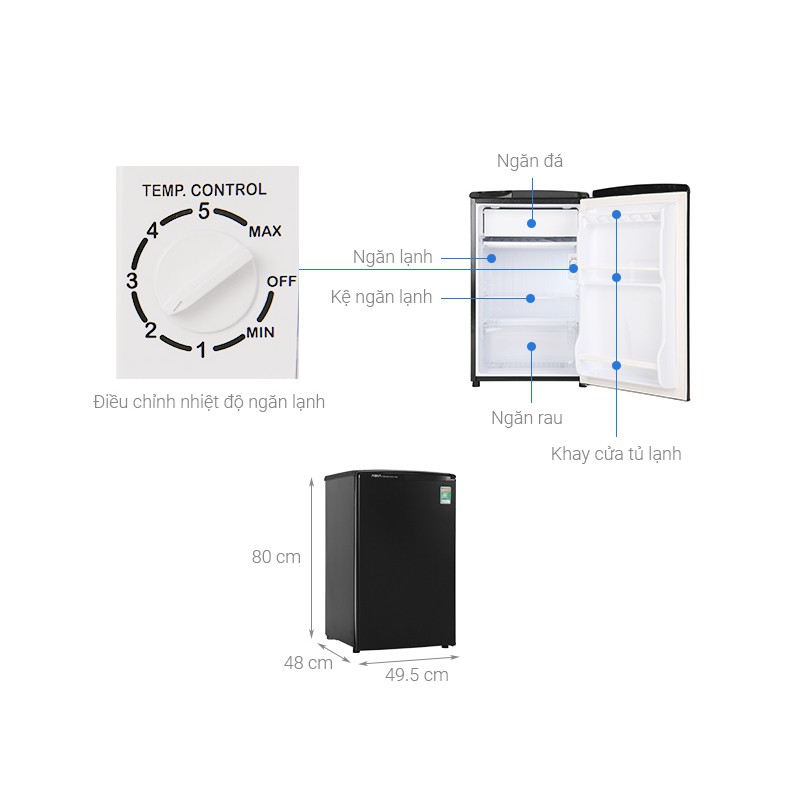 Tủ lạnh Aqua 90 lít AQR-D99FA(BS)