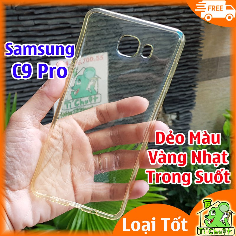 [Loại Tốt] Ốp lưng Samsung C9 Pro Silicon Vàng Nhạt Trong Suốt