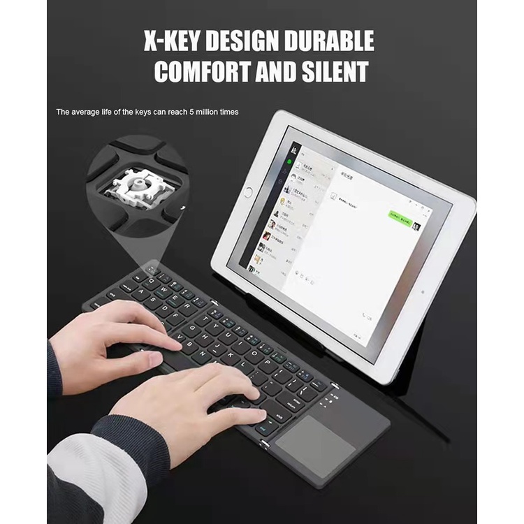 Bàn phím bluetooth không dây có thể gập lại mini di động cho máy tính bảng điện thoại ipad