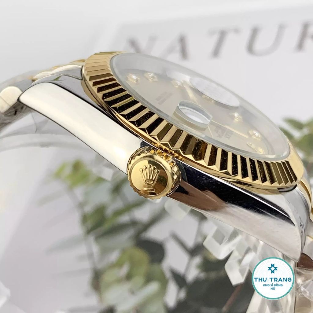 Đồng hồ Nam Rolex máy nhật, mẫu classic, mặt vàng viền vàng, dây kim loại, dòng cơ Automatic size 39mm-40mm