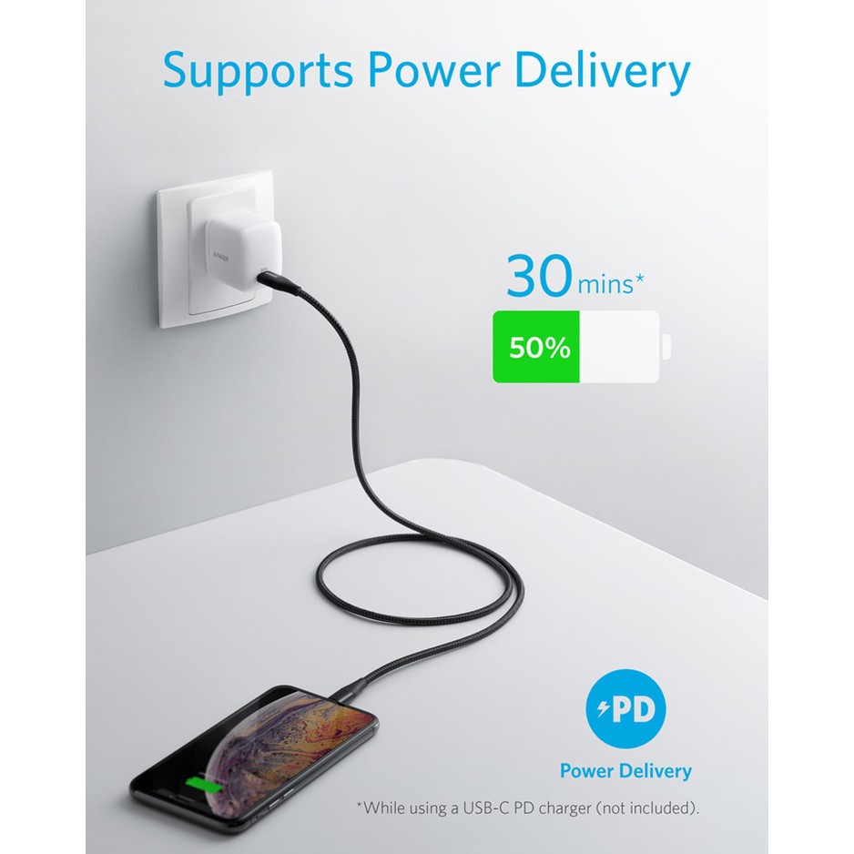 Cáp sạc Anker PowerLine+ II USB C to Lightning dài 0.9m - cáp sạc iphone