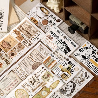 STI39 Hình dán sticker retro cao cấp có nhũ trang trí DIY - set dài 35cm