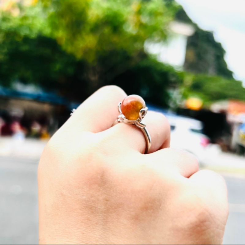 Nhẫn Bạc Đính Hạt Đa Băng Thủy Tảo 10mm