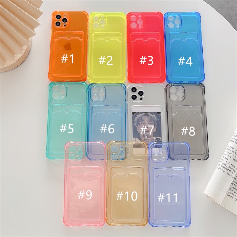 Ốp điện thoại mềm trong suốt có ngăn đựng thẻ thích hợp cho iphone 13 12 11 Pro Max X XS XR 8 7 Plus 2020 Se