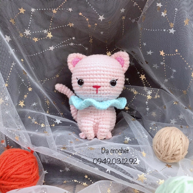 Móc Khoá Con Mèo Nhồi Bông Bằng Len - Thú Bông Len Handmade Đan Móc Thủ Công Bằng Tay