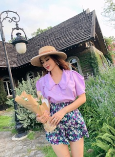 SET ÁO CỔ SEN QUẦN SHORT HOA