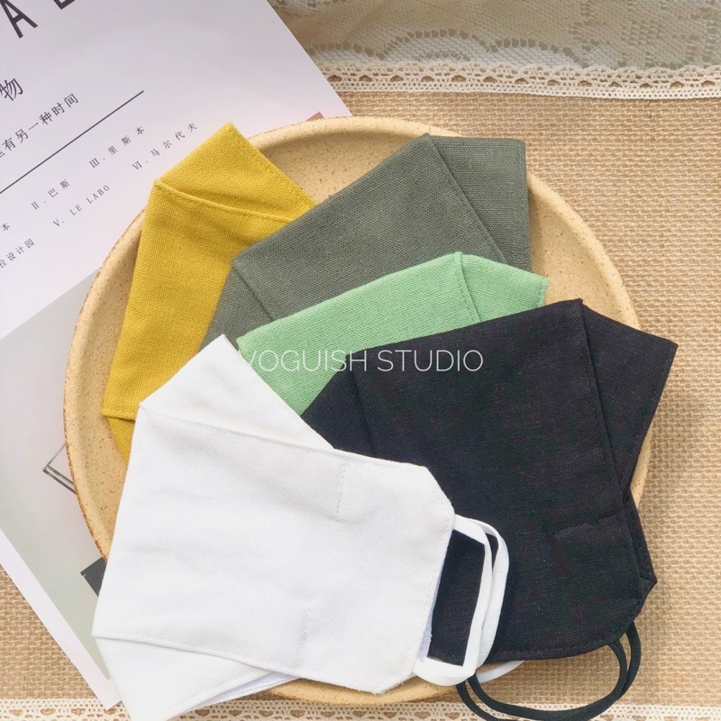 Combo 5 Khẩu Trang Linen Sợi Tự Nhiên Cotton 3 Lớp Kháng Khuẩn