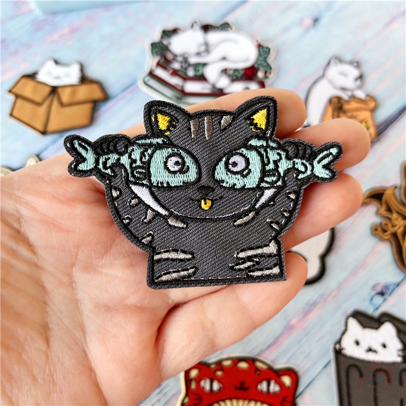 ♚ Miếng Dán Ủi Lên Quần Áo Hình Mèo Vui Nhộn ♚ 1 Miếng Vá DIY Kuso Trên Miếng Vá Sắt Trên Huy Hiệu