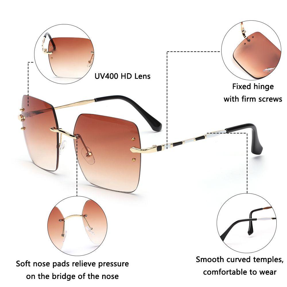 ESPO Kính Mát Vuông Không Gọng Cho Cả Nam Và Nữ