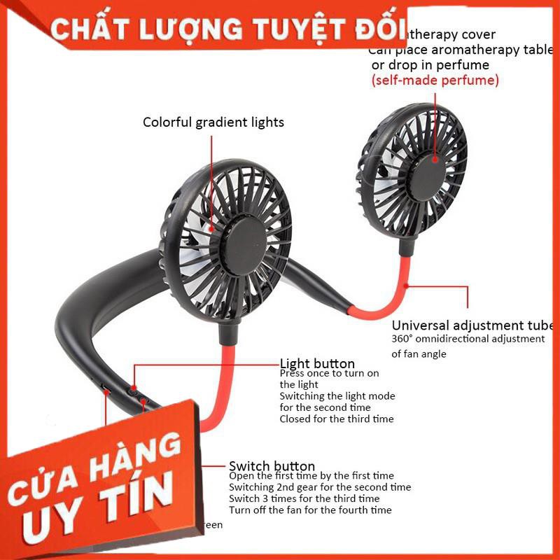 Quạt mini sạc qua USB hiệu KUMI treo cổ dùng khi chơi thể thao