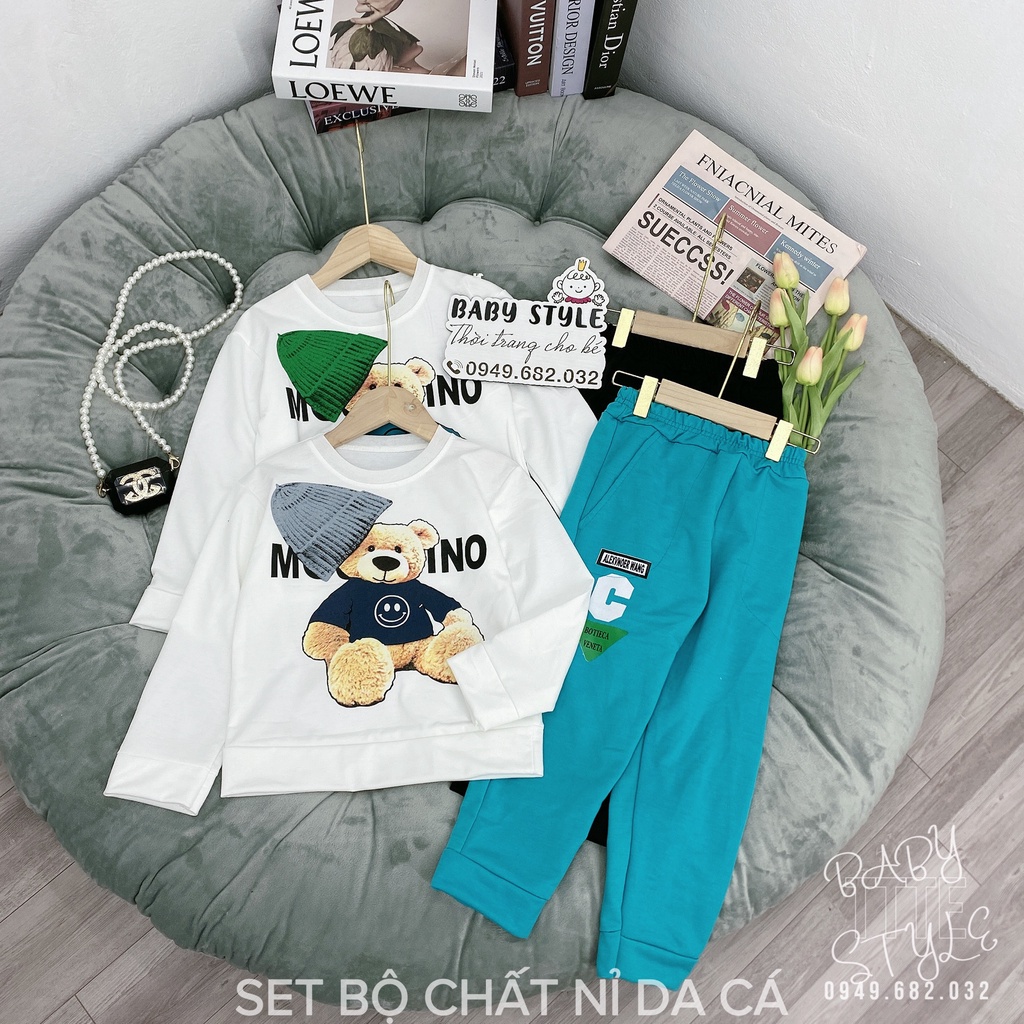 Bộ quần áo thu đông bé trai “MOTINO“ 14-48kg, đồ dài tay ấm áp cho bé trai 4-14 tuổi. Vải nỉ da cá dày đẹp. G49