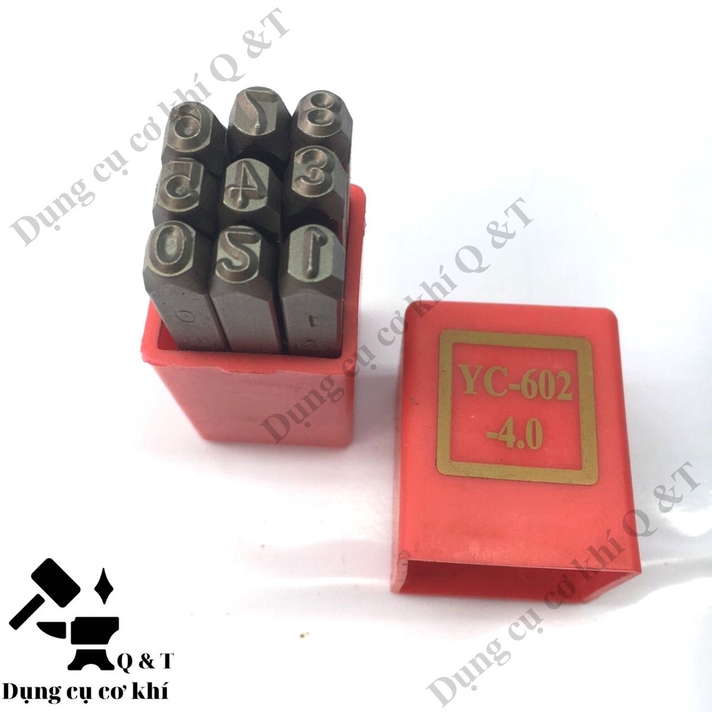 Bộ đục số , Bộ đóng số trên kim loại đóng khung xe máy YC602 xuôi 4mm 5mm 6mm