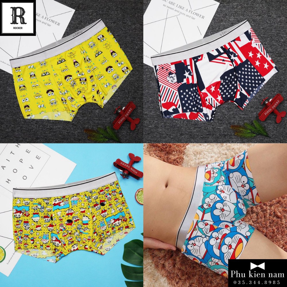 [Hộp] COMBO 4 Quần lót nam THUN LẠNH Quân sịp boxer Hoạt Hình  S075 (8 SET)