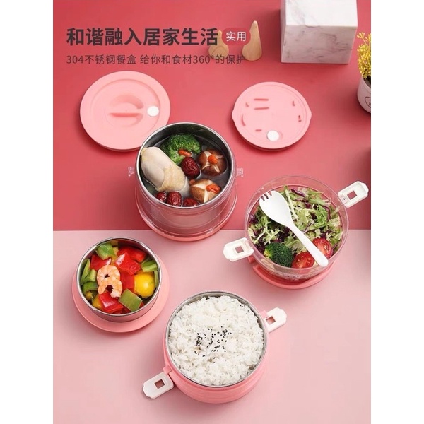 Cặp lồng Đựng Cơm Lõi Inox, Hộp Đựng Cơm Lõi Inox 3 Chống Tràn Đổ Giữ Nhiệt