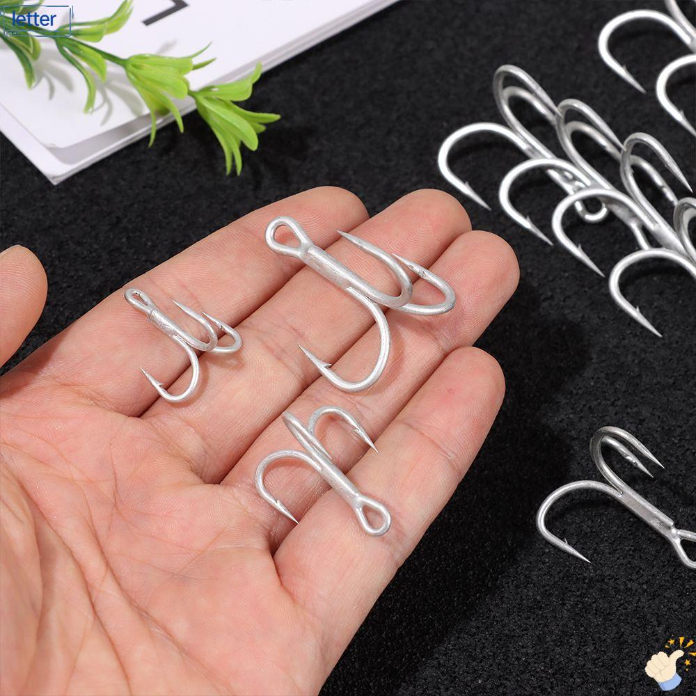 [LET] 10PCS/Set Sports High Carbon Steel Ahite Nickel Fishing Tackle Fishhooks Barbed Hooks Lure Durable Sharpened Treble Jig