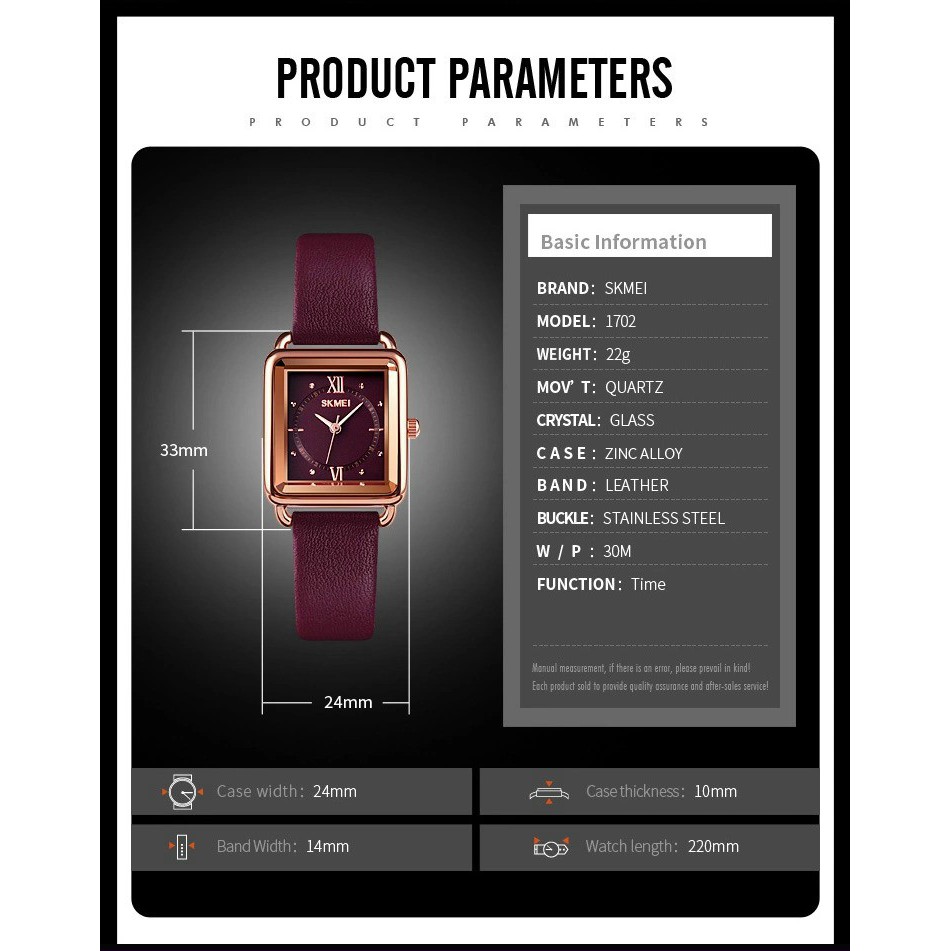 Đồng Hồ Nữ Thời Trang Skmei SK06 Chính Hãng Dây Da Cao Cấp Chống Nước Tốt